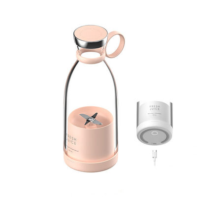 Taşınabilir Şarj edilebilir USB Blender Meyve Fırçası 350ml 4 bıçaklı Gezi için Pembe Mini Elektrik