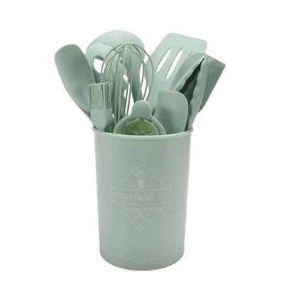 Mutfak Silikon Spatula Set Depolama Kovası 12 Parça Pişirme Yemek Malzemeleri Yapışmayan Aletler