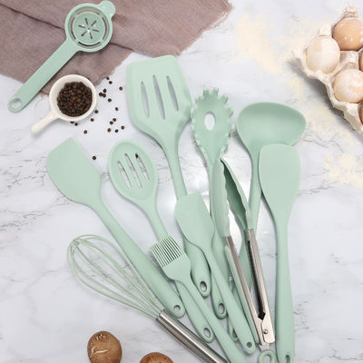 Mutfak Silikon Spatula Set Depolama Kovası 12 Parça Pişirme Yemek Malzemeleri Yapışmayan Aletler