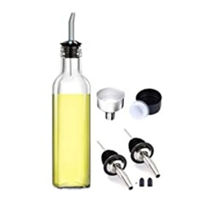 Cam Koyu Yeşil Mutfak Yağı Şişesi Paslanmaz Çelik Kanalı Çerezli 500ml 2pcs