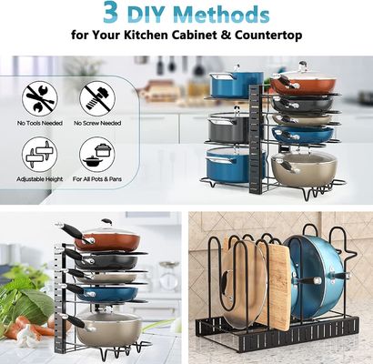 Düzenlenebilir Mutfak Dolabı Çanak ve Tencere Organizatörü 8 Katmanlı Rak 3 DIY Yöntemleri ile