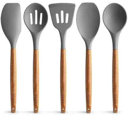 Mutfak için Yüksek Sıcaklıklı Yemek Aletleri Seti 5 Parça Yapışmayan Silikon Spatula Kaşığı