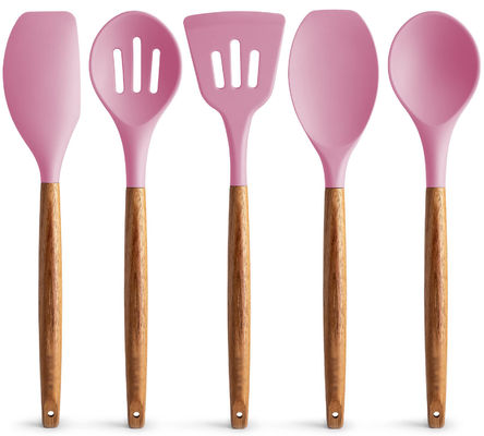 Mutfak için Yüksek Sıcaklıklı Yemek Aletleri Seti 5 Parça Yapışmayan Silikon Spatula Kaşığı