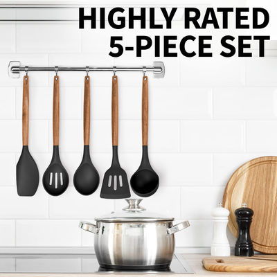 Mutfak için Yüksek Sıcaklıklı Yemek Aletleri Seti 5 Parça Yapışmayan Silikon Spatula Kaşığı