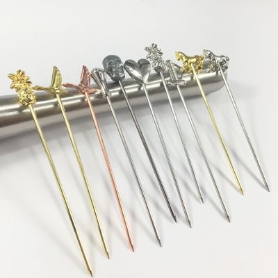304 Paslanmaz Çelik Kokteyl Pinleri Tekrar Kullanılabilir Küçük Paddles için Swizzle Stick Özel Pinler