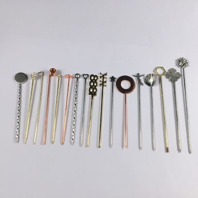 304 Paslanmaz Çelik Kokteyl Pinleri Tekrar Kullanılabilir Küçük Paddles için Swizzle Stick Özel Pinler