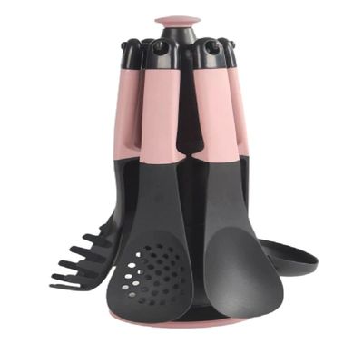 Yüksek Sıcaklıklı Gıda Kaliteli Plastik Spatula Kaşık Set Mutfak Cihazları Rack ile 5 Parça