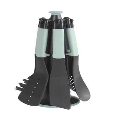 Yüksek Sıcaklıklı Gıda Kaliteli Plastik Spatula Kaşık Set Mutfak Cihazları Rack ile 5 Parça