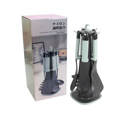 Yüksek Sıcaklıklı Gıda Kaliteli Plastik Spatula Kaşık Set Mutfak Cihazları Rack ile 5 Parça