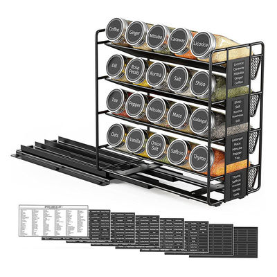 25.6*13*26cm Siyah Mutfak Kaydırma Rayı Baharat Rack Çok Katmanlı Depolama Demir Organizer