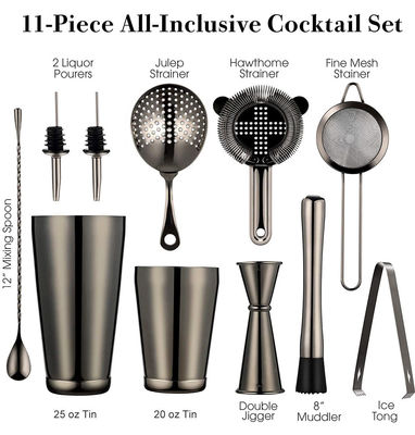Klasik Tasarım 11 Parça Bartender Kit Kokteyl Sigarayı Yapım için 750ml/600ml