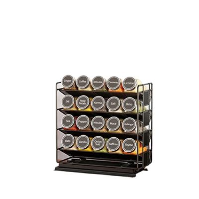 25.6*13*26cm Siyah Mutfak Kaydırma Rayı Baharat Rack Çok Katmanlı Depolama Demir Organizer