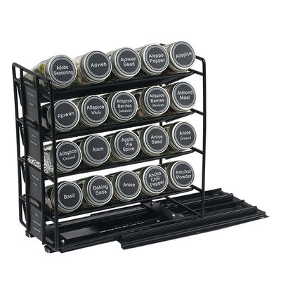25.6*13*26cm Siyah Mutfak Kaydırma Rayı Baharat Rack Çok Katmanlı Depolama Demir Organizer