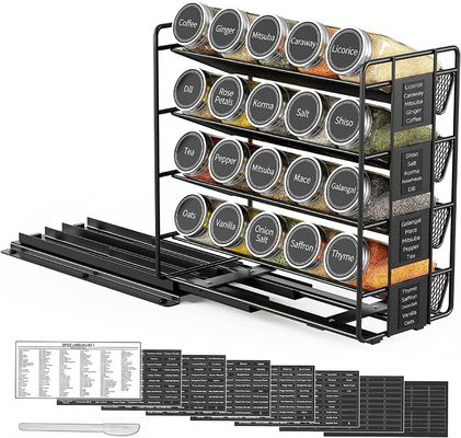 25.6*13*26cm Siyah Mutfak Kaydırma Rayı Baharat Rack Çok Katmanlı Depolama Demir Organizer