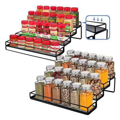 Gıda Demir Pişmiş Laker Baharat Rack Organizer Kabine için 4 Katman Adım Rafa Sahibi