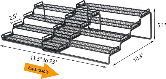 Gıda Demir Pişmiş Laker Baharat Rack Organizer Kabine için 4 Katman Adım Rafa Sahibi
