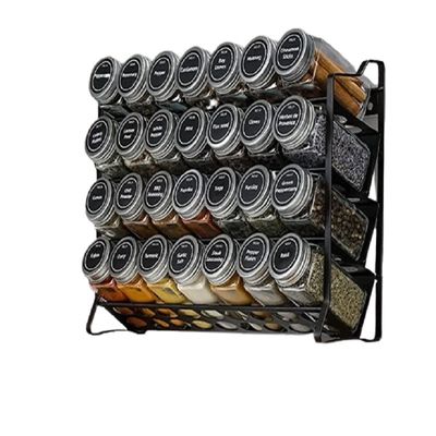 Mutfak tezgahı için 3 katlı baharat rafı kalıcı metal baharat şişesi düzenleyicisi