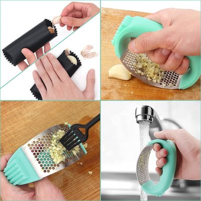 Kompakt Mutfak Cihazları 11 * 5.1 * 7.2cm Gıda Sınıfı Paslanmaz Çelik Sarımsak Pressi