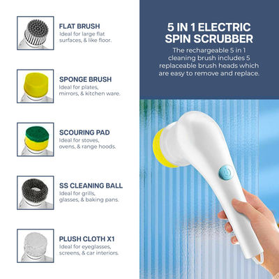 5 in 1 Sponge Style Temizlik Fırçası Mutfak ve Banyo için Elektrikli Döner Fırçası