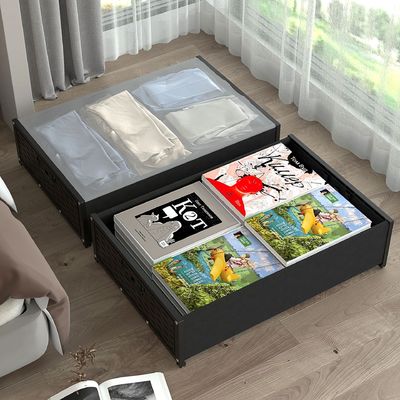Yatak çamaşırları/oyuncak depolama kutusunun altında katran ve kapakla en büyük alan tasarrufu