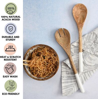 5 Parça Akasya Ahşap Mutfak Yemek Set Kaşığı Spatula Çatal Çanaklı Turner Köşe Kaşığı