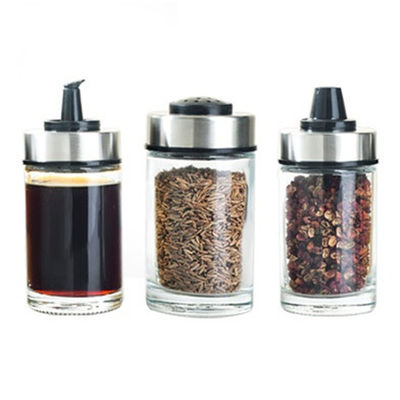 Kurşunsuz cam baharat kavanozu seti kalınlaştırılmış tasarım paslanmaz çelik malzemesi 1.5KG kapasitesi
