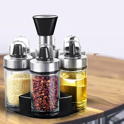 Kurşunsuz cam baharat kavanozu seti kalınlaştırılmış tasarım paslanmaz çelik malzemesi 1.5KG kapasitesi
