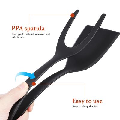2 in 1 Spatula Tong Yemek Aletleri Kara Yumurta Flipper Tong Pancake Balık Fransız tost