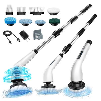 9 Değiştirilebilir Başlı Kablosuz Banyo Küveti Güçlü Makineli Temizlik Fırçası