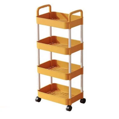Mutfak Raf Organizer Kare Döner 4 Kat Siyah Ev Depolama Rack Basket Trolley Araba