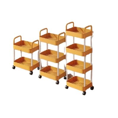 Mutfak Raf Organizer Kare Döner 4 Kat Siyah Ev Depolama Rack Basket Trolley Araba