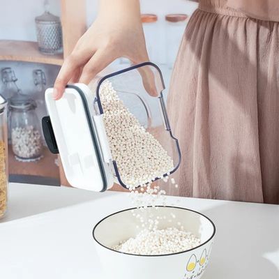 Durağan Tipi Mutfak PET Plastik Gıda Depolama Kapları Şeffaf Hava geçirmez 4pc Set