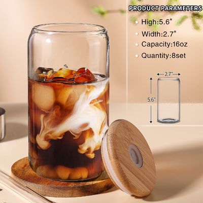 Parti Fırsatı Morden Lüks 16 oz Şeffaf Cam Mason Kavanozu Bambu Kapaklı ve Samanlı