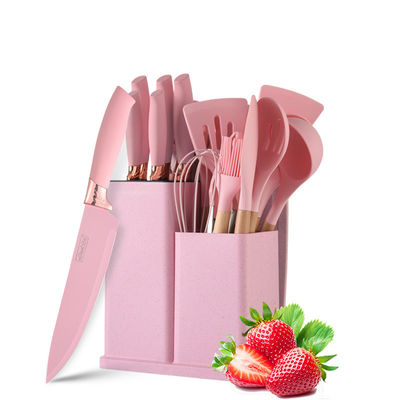 19 Pcs Ahşap El Silicone Mutfak Cihazları Aletleri ve Doldurulmuş Restoran