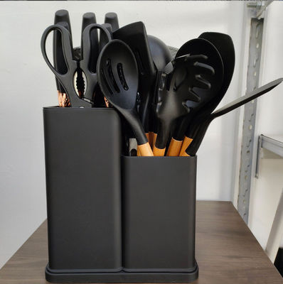 19 Pcs Ahşap El Silicone Mutfak Cihazları Aletleri ve Doldurulmuş Restoran