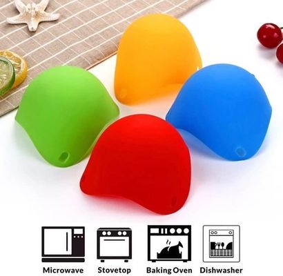 Özel Logo Silikon Mikrodalga Yumurta Avcı Kupaları Mükemmel Yumurta 9cm çapında