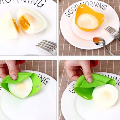 Özel Logo Silikon Mikrodalga Yumurta Avcı Kupaları Mükemmel Yumurta 9cm çapında