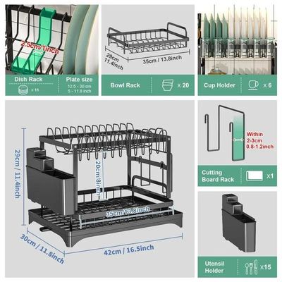 Dayanıklı ve hijyenik bulaşık kurutma için 85*32*15cm Metal Bulaşık Dökmeci Organizer Rack