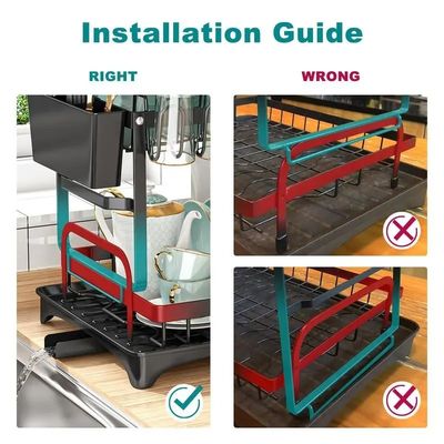 Dayanıklı ve hijyenik bulaşık kurutma için 85*32*15cm Metal Bulaşık Dökmeci Organizer Rack