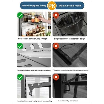 Düzenlenebilir Depolama için Fonksiyonel Katlanabilir Pot Rack Siyah Mutfak Lavabo Organizatörü