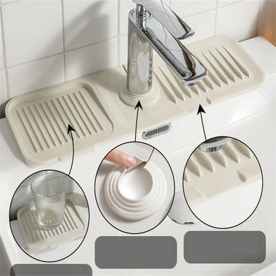 Silikon Lavabo Splash Guard Catcher Handle OEM / ODM için damla boşaltma yastığı emici paspas