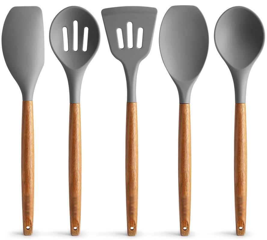Mutfak için Yüksek Sıcaklıklı Yemek Aletleri Seti 5 Parça Yapışmayan Silikon Spatula Kaşığı