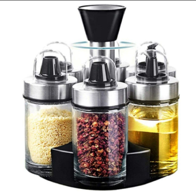 Kurşunsuz cam baharat kavanozu seti kalınlaştırılmış tasarım paslanmaz çelik malzemesi 1.5KG kapasitesi