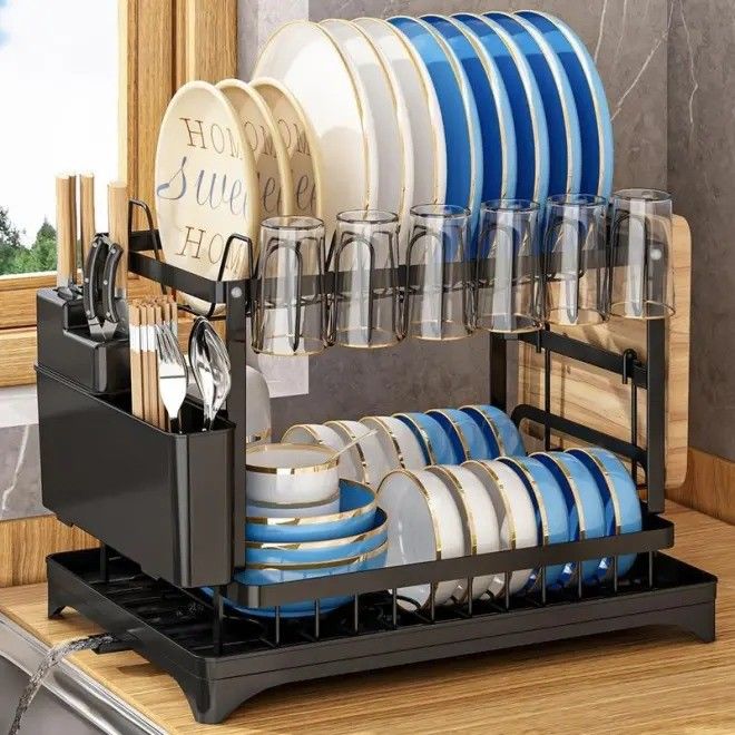 Dayanıklı ve hijyenik bulaşık kurutma için 85*32*15cm Metal Bulaşık Dökmeci Organizer Rack