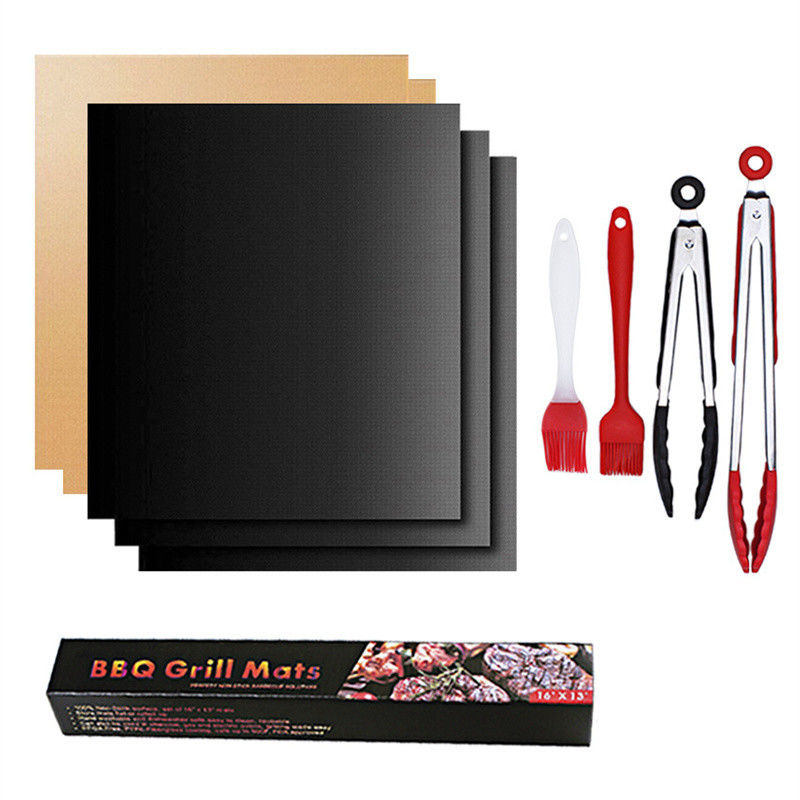 Non Stick BBQ Grill Mat Baking Mat Yangına dayanıklı kömür cam lif yumurta aletleri pişirme için