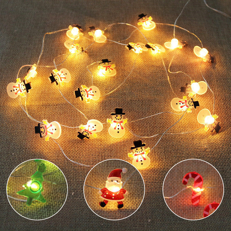 Noel Baba Asası Kar taneleri Geyik Çorapları Cadı Noel Dekorasyonları için LED Tel Işıkları